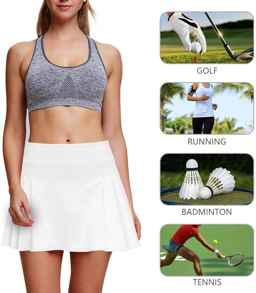 Women'S Golf Skirt Tennis Skort Pleated with Side Inner Pockets Indoor Exercise,Runs Large