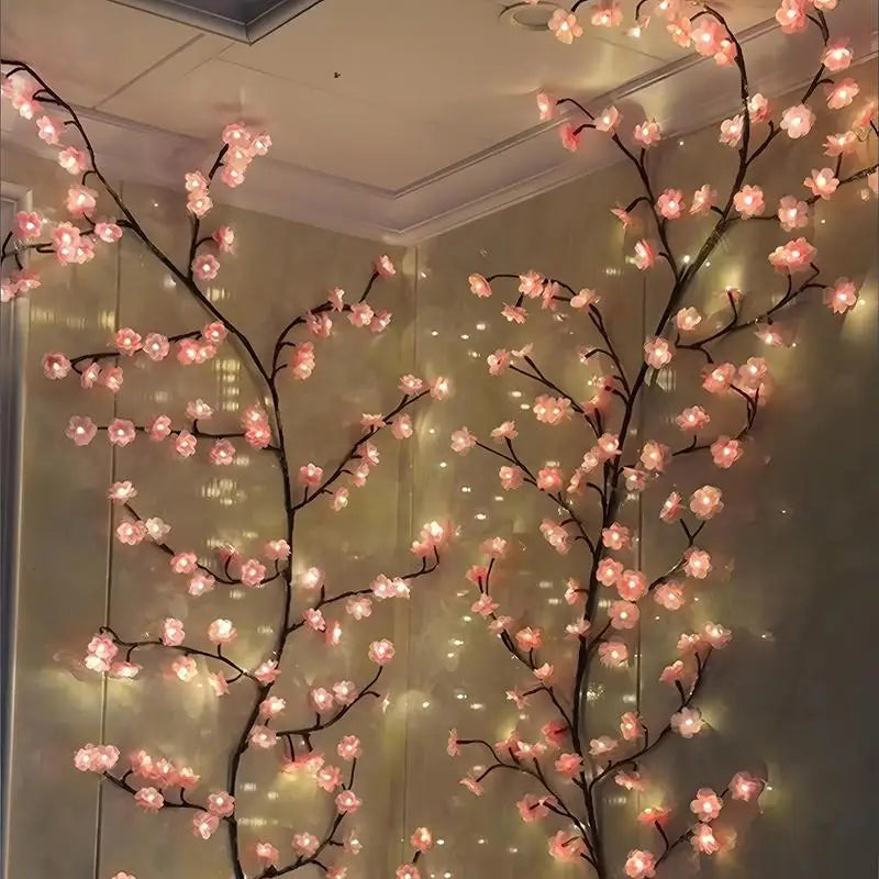 USB Powered Cherry Blossom Branch Lights 8 Modes 96Leds String Lights for Living Room Bedroom Wedding Christmas Holiday Decor