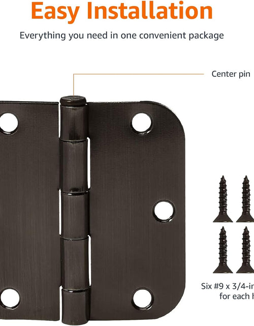 Load image into Gallery viewer, Rounded 3.5 Inch X 3.5 Inch Door Hinges, 18 Pack, Oil Rubbed Bronze
