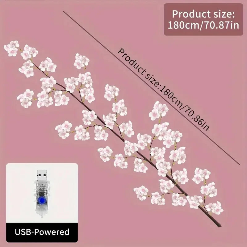 USB Powered Cherry Blossom Branch Lights 8 Modes 96Leds String Lights for Living Room Bedroom Wedding Christmas Holiday Decor