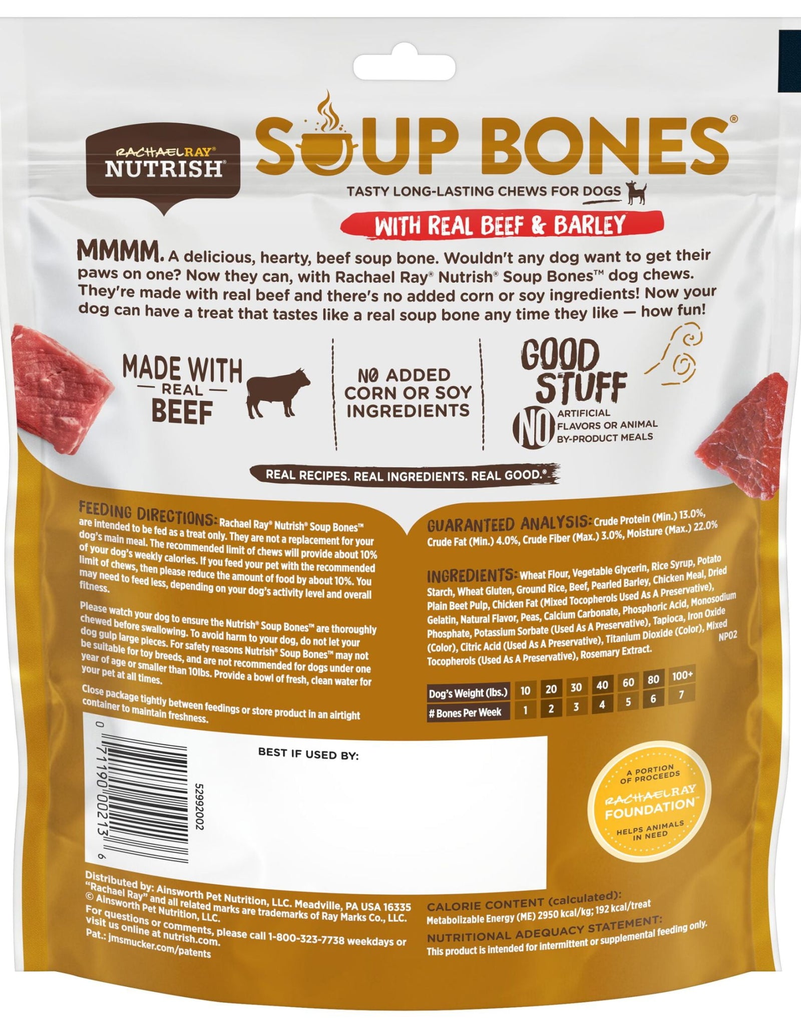 Rachael Ray  Soup Bones with Real Beef & Barley, 11 Dog Chews