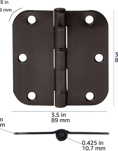 Load image into Gallery viewer, Rounded 3.5 Inch X 3.5 Inch Door Hinges, 18 Pack, Oil Rubbed Bronze
