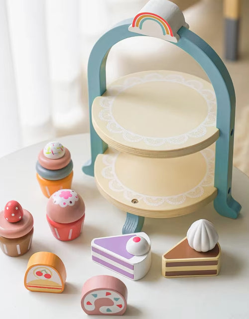 Load image into Gallery viewer, Royal Afternoon Tea Set Pretend Play Wooden Toys Kitchen Cake Role Play Parent-Child Learning Educational Toys for Children Gift
