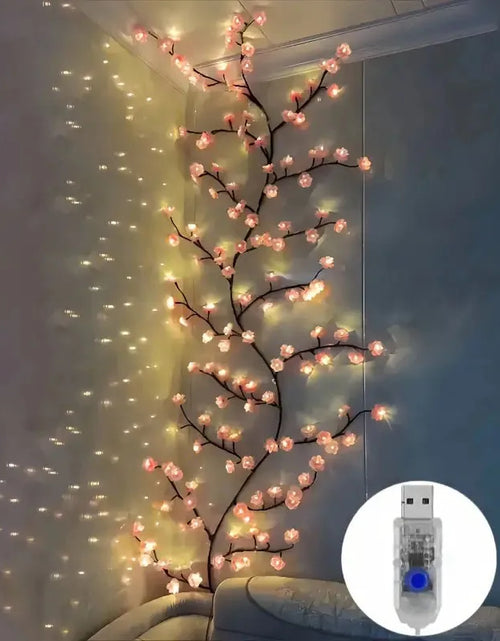 Load image into Gallery viewer, USB Powered Cherry Blossom Branch Lights 8 Modes 96Leds String Lights for Living Room Bedroom Wedding Christmas Holiday Decor
