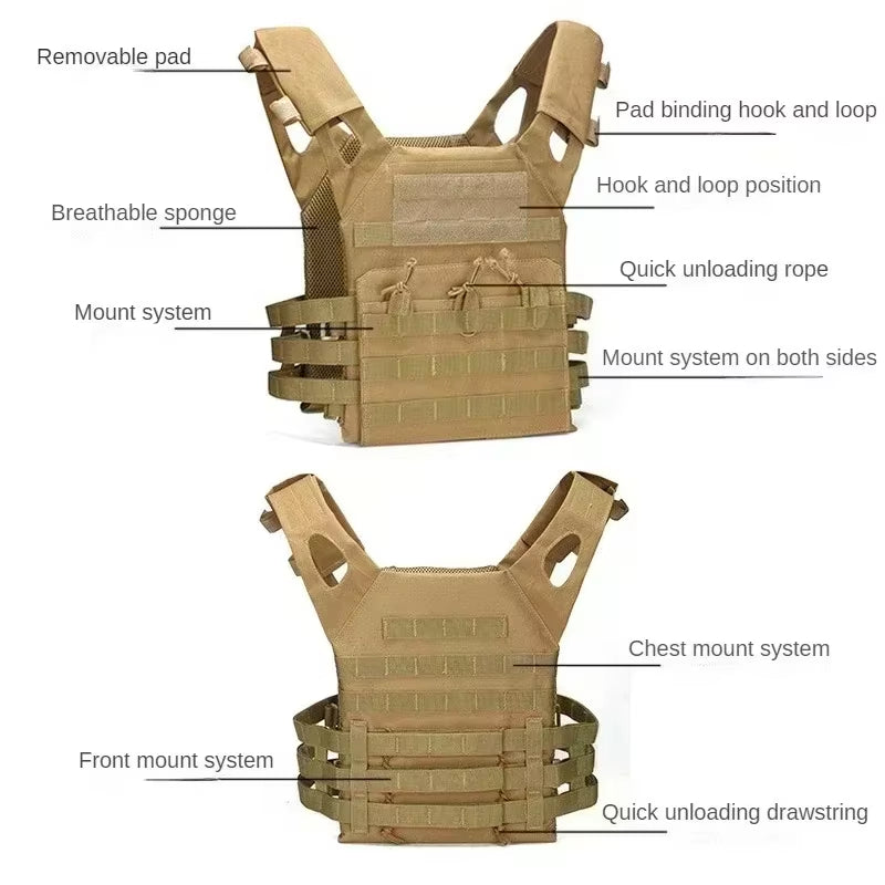 Nylon Tactical Vest Body Armor Hunting Carrier Airsoft Accessories Combat MOLLE Camo Vest