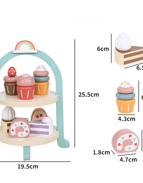 Load image into Gallery viewer, Royal Afternoon Tea Set Pretend Play Wooden Toys Kitchen Cake Role Play Parent-Child Learning Educational Toys for Children Gift
