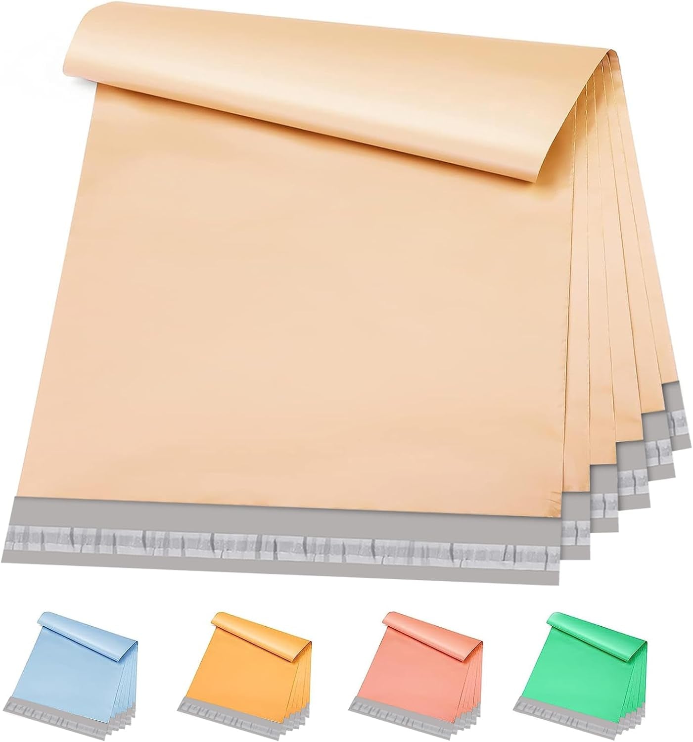 Poly Mailers 14.5X19 100 Pcs | Medium Size Shipping Bags for Clothes | Large Poly Mailer Bags, Shipping Envelopes, Mailing Bags for Small Business, Strong Adhensive Poly Bags Beige