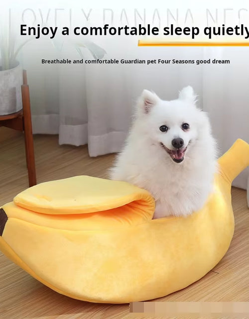 Load image into Gallery viewer, Pet Banana Shaped Warm Cat Nest Dog Nest Semi Closed Pet Nest Hamster Nest Pet Bed Sleeping Mat
